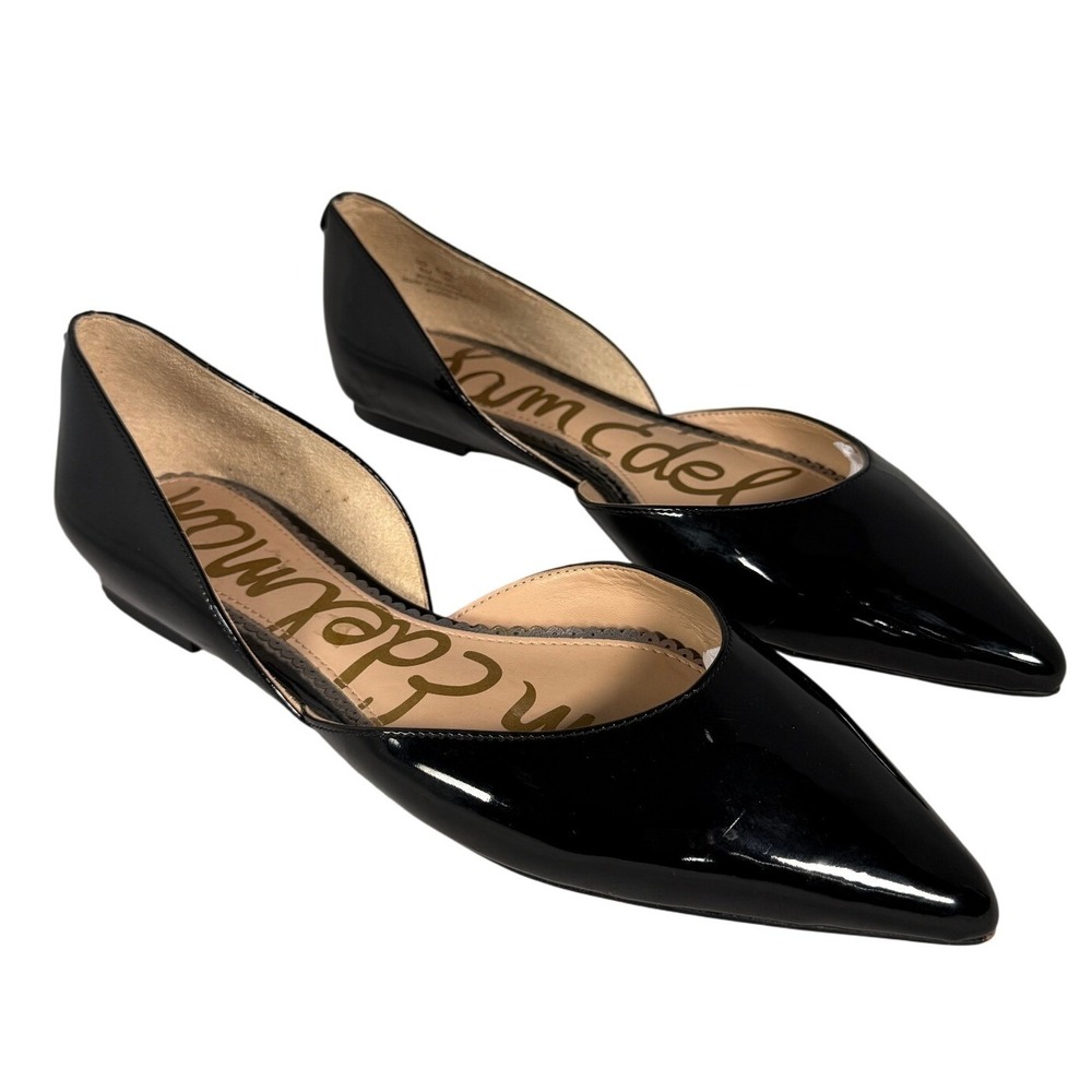 Sam Edelman Rodney Black Patent Leather Pointed Toe d'Orsay Flats Womens 8